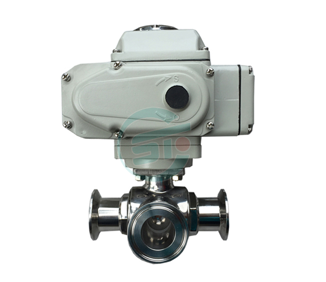 Electric three-way health class ball valve